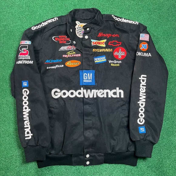 Jeff Hamilton Kevin Harvick Black Mens Large Button Up NASCAR Jacket